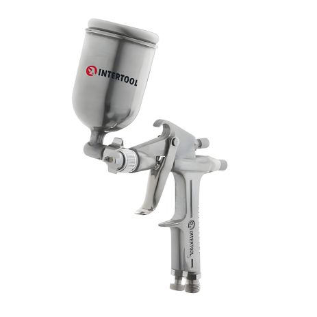 Краскопульт пневматический HP MINI, форсунка: 0,5 мм, верхний металлический бачок: 200 мл, 5 бар INTERTOOL PT-0301