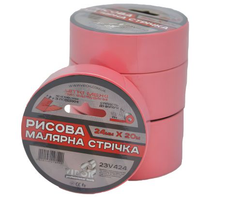 Рисова малярна стрічка 24 мм х 20 м, рожева VIROK 23V424