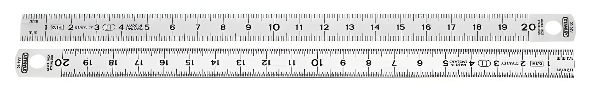 Лінійка 200 мм з нержавіючої сталі двостороння з 2-ма метричними шкалами - гнучка STANLEY 1-35-522 Лінійка 200 мм з нержавіючої сталі двостороння з 2-ма метричними шкалами - гнучка STANLEY 1-35-522