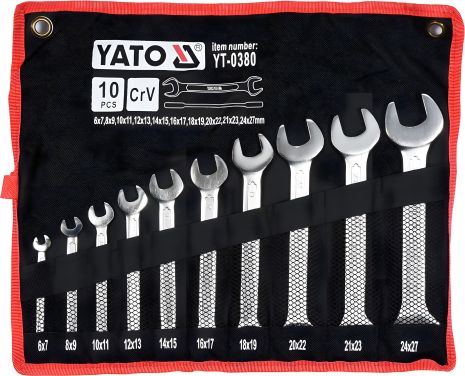 Набір ключів ріжкових 6-27 мм 10 шт Yato YT-0380