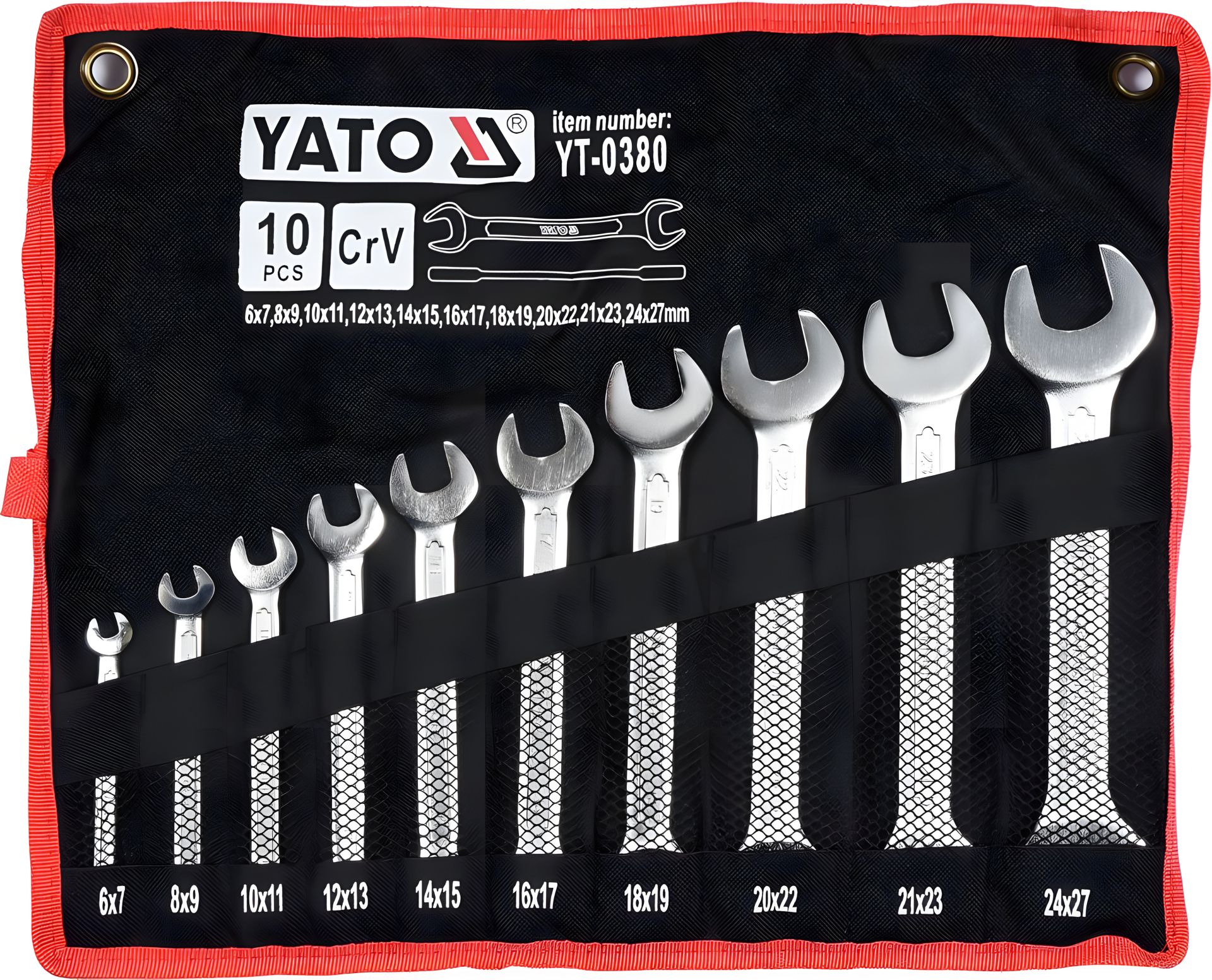 Набор рожковых ключей 6-27 мм 10 шт Yato YT-0380 Набор рожковых ключей 6-27 мм 10 шт Yato YT-0380