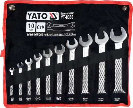 Набір ключів ріжкових 6-27 мм 10 шт Yato YT-0380
