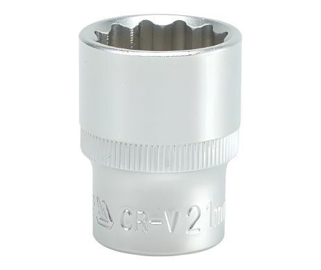 Головка торцева коротка 12-гранна 1/2" 21 мм Yato YT-1283, сталева