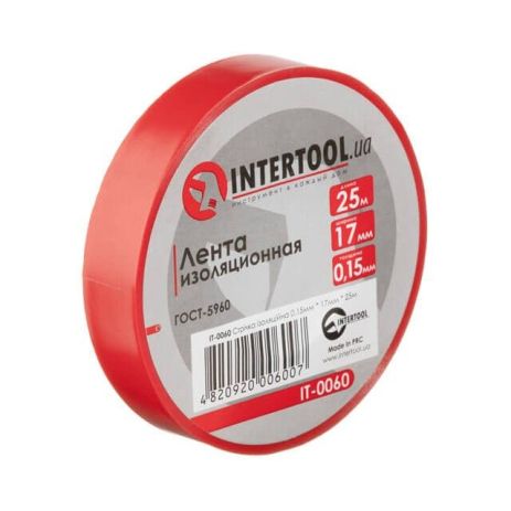 Лента изоляционная, 17 мм * 25 м * 0.15 мм, красная INTERTOOL IT-0060