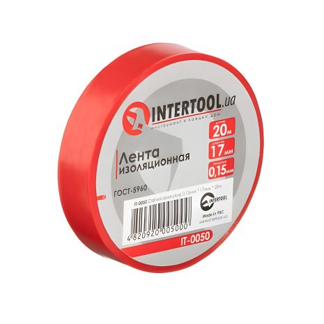 Лента изоляционная 0.15мм*17мм*20м красная INTERTOOL IT-0050