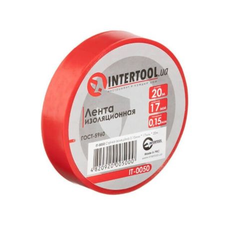 Лента изоляционная, 17 мм * 20 м * 0.15 мм, красная INTERTOOL IT-0050