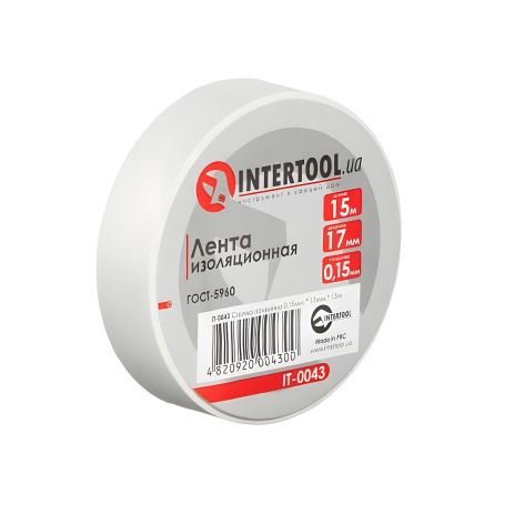 Изоляционная лента 0.15мм*17мм*15м белая INTERTOOL IT-0043