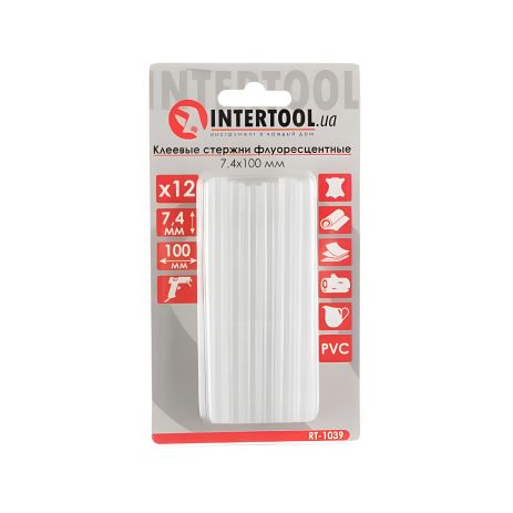 Комплект клейових стрижнів флуоресцентних, 7,4×100 мм, 12 шт. INTERTOOL RT-1039