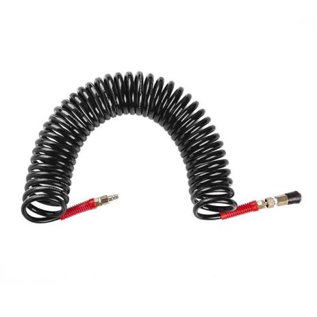 Шланг BLACK M-Flex 8х12мм, 10м спиральный полиуретановый c поворотным шарниром, латунными быстроразъемными соединениями STORM INTERTOOL PT-1796