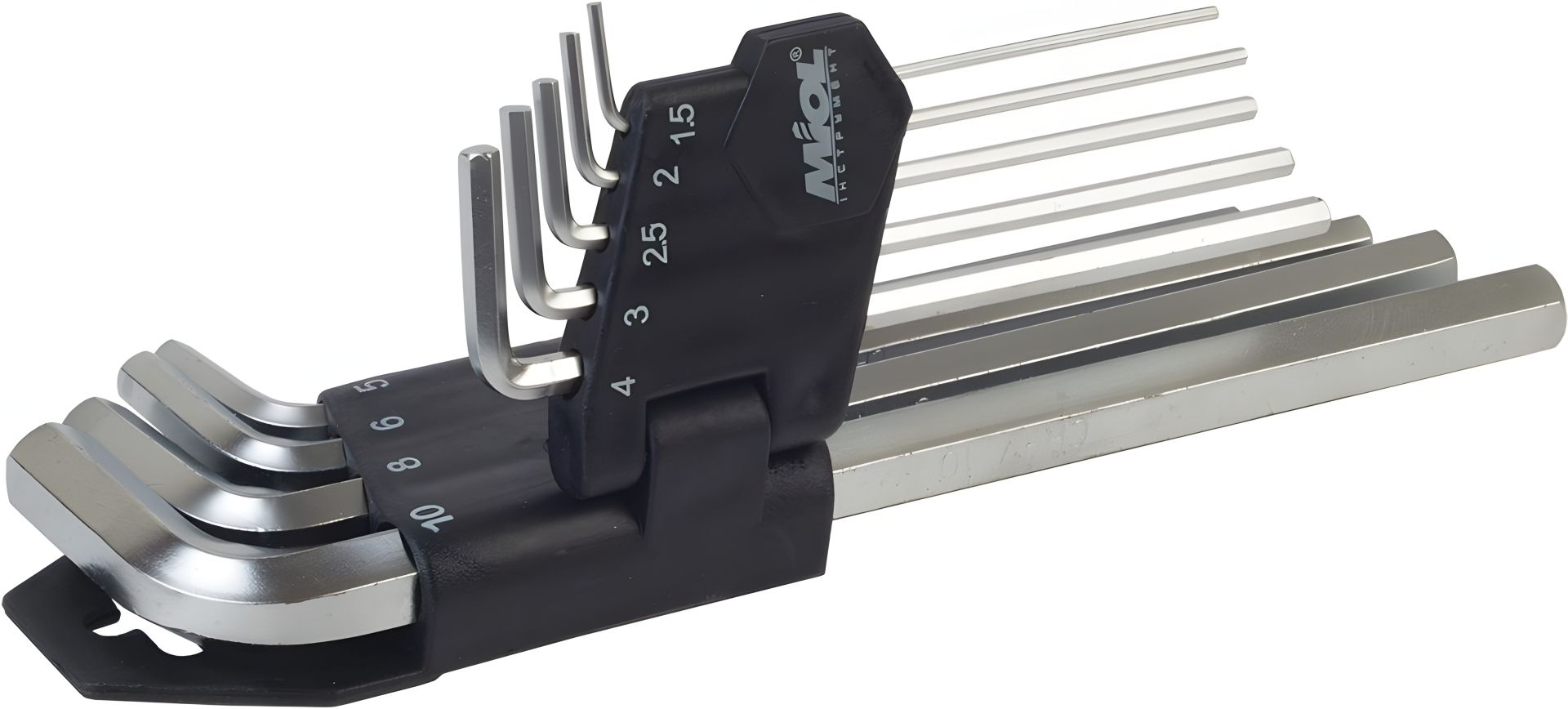 Набір торцевих шестигранних ключів 9 шт., 1,5-10 мм MIOL 56-396 Набір торцевих шестигранних ключів 9 шт., 1,5-10 мм MIOL 56-396