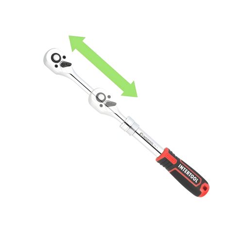 Рукоятка з храповим механізмом телескопічна, 72 зуба 3/8 ", Cr-V STORM INTERTOOL ET-8005 Рукоятка з храповим механізмом телескопічна, 72 зуба 3/8 ", Cr-V STORM INTERTOOL ET-8005