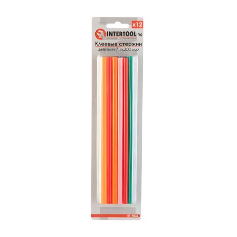 Комплект кольорових клейових стрижнів, 7,4×200 мм, 12 шт. INTERTOOL RT-1032 Комплект кольорових клейових стрижнів, 7,4×200 мм, 12 шт. INTERTOOL RT-1032