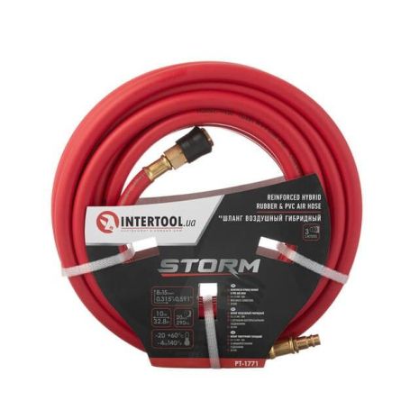 Шланг гибридный, профессиональный, 20 атм, 8×15 мм, 10 м, с латунными быстроразъемными соединениями, STORM INTERTOOL PT-1771