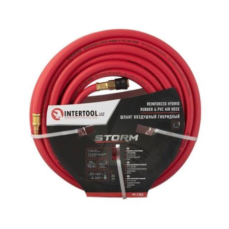 Шланг гибридный, профессиональный, 20 атм, 10*17мм, 30м с латунными быстроразъемными соединениями, STORM INTERTOOL PT-1783 Шланг гибридный, профессиональный, 20 атм, 10*17мм, 30м с латунными быстроразъемными соединениями, STORM INTERTOOL PT-1783