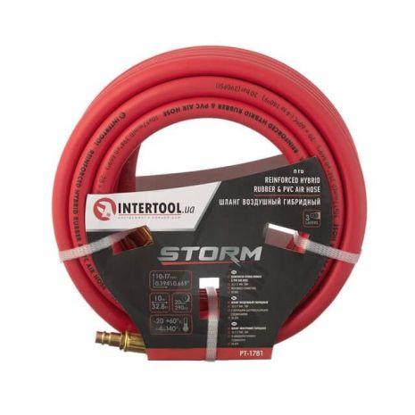 Шланг гибридный, профессиональный, 20 атм, 10×17 мм, 10 м, с латунными быстроразъемными соединениями, STORM INTERTOOL PT-1781