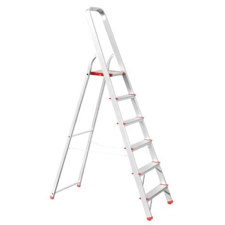 Алюмінієва драбина, 6 сходинок, висота: 1785 мм, висота до платформи: 1280 мм, 150 кг INTERTOOL LT-1006