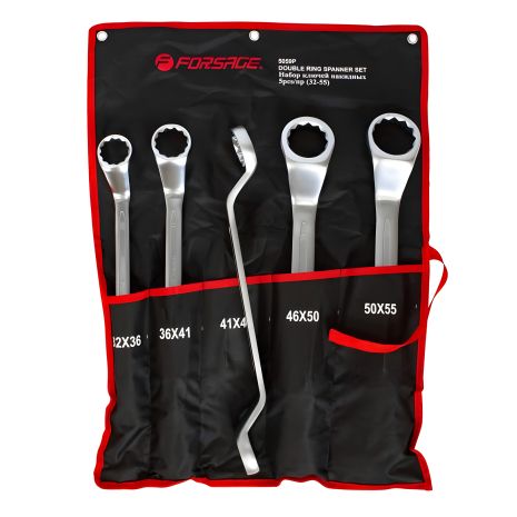 Ключей накидных набор 5пр. (32х36, 36х41, 41х46, 46х50, 50х55мм), на полотнище FORSAGE F-5059P