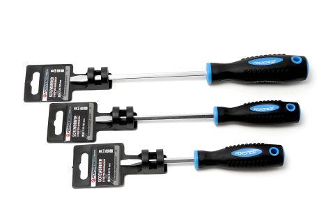 FORSAGE Шлицевая магнитная отвертка "Profi" S2 SL6.5х100мм с пластиковым держателем (F-70165100)