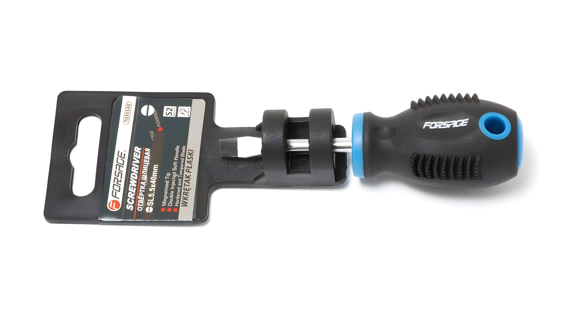 Шліцева магнітна викрутка "Profi" S2 5.5х40мм у пластиковому тримачі FORSAGE F-7035540 Шліцева магнітна викрутка "Profi" S2 5.5х40мм у пластиковому тримачі FORSAGE F-7035540
