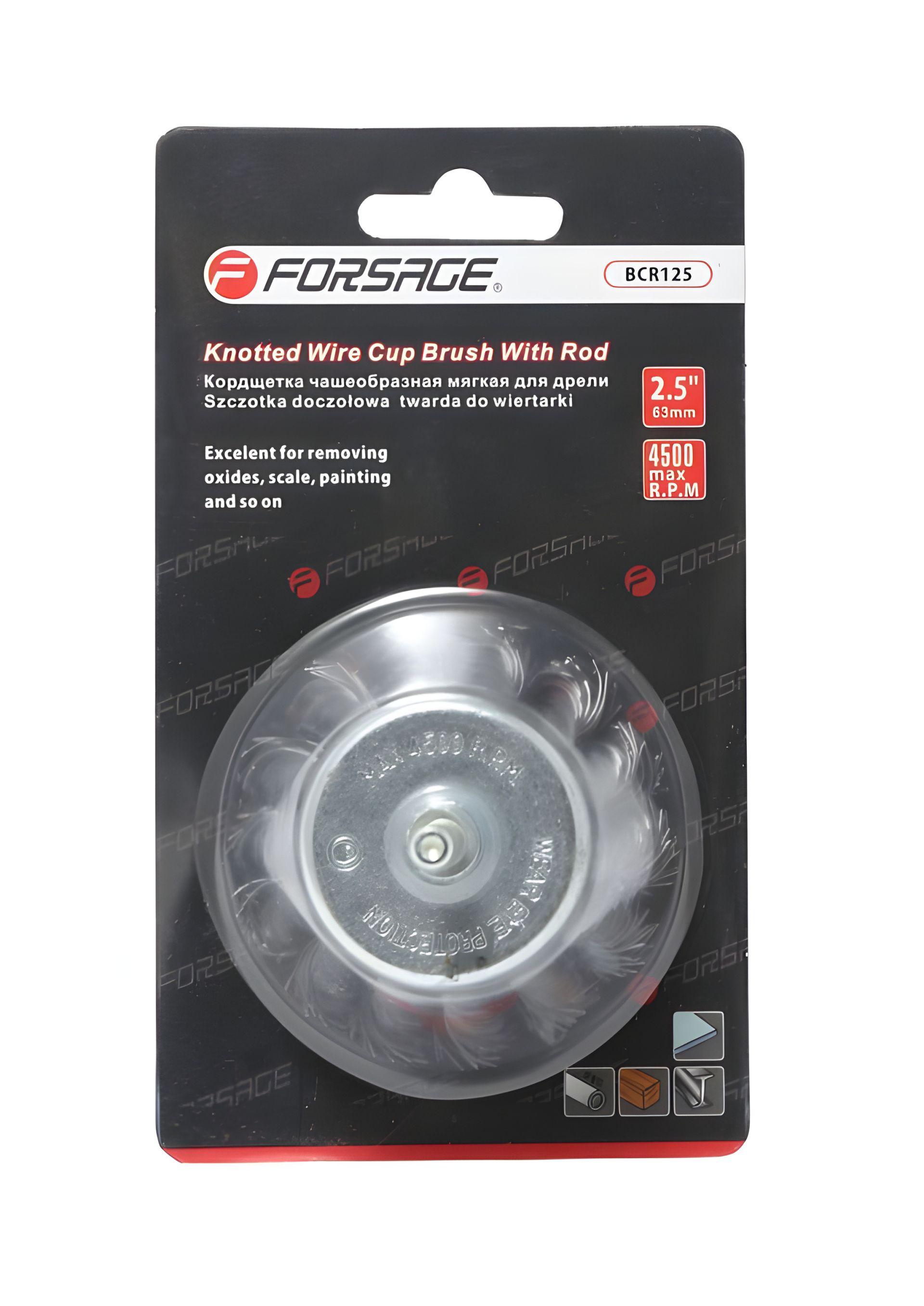 Стальная чашеобразная кордщетка для дрели 75 мм, FORSAGE F-BCR103 Стальная чашеобразная кордщетка для дрели 75 мм, FORSAGE F-BCR103