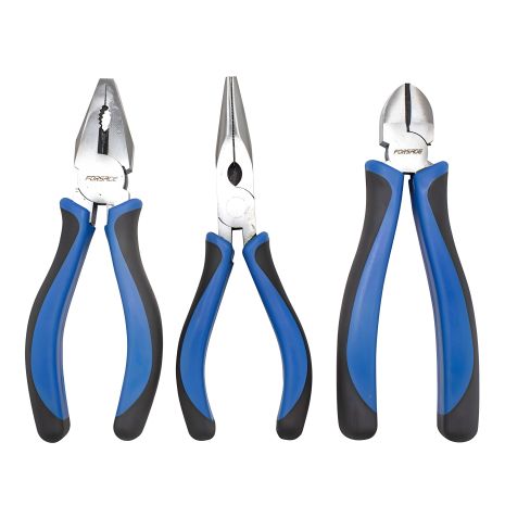 Шарнірно-губцевий набір інструментів 3 в 1, 6"-150мм (бокорізи, плоскогубці, качконоси), блістер FORSAGE F-5034B