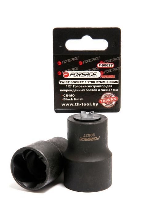 Головка-экстрактор для поврежденных болтов/гаек 24ммх50мм, 1/2", на пластиковом держателе FORSAGE F-90624