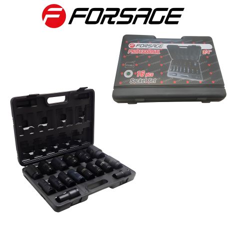 Набір ударних глибоких головок 3/4", 16 предметів, кейс, FORSAGE F-6162-5MPB (6162MPB)
