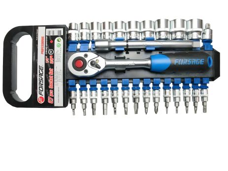 1/4" & 3/8" Набор головок и бит с трещоткой в пластиковом держателе 26 предметов 6гр (10-19мм) FORSAGE F-026-5 MSA - Инструменты