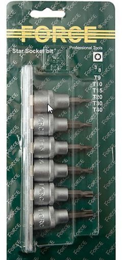 Набор головок бит TORX 6 пр. 3/8" FORSAGE F-3061