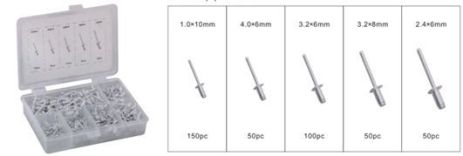 Заклепки алюмінієві, 400 предметів FORSAGE F-849