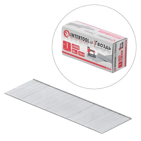 Гвоздь для степлера INTERTOOL PT-8638, PT-1603, PT-1612, 38 мм, 18GA, 1,0×1,25 мм, 5000 шт/упак