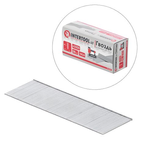 Гвоздь для степлера INTERTOOL PT-8638, PT-1603, PT-1612, 38 мм, 18GA, 1,0×1,25 мм, 5000 шт/упак