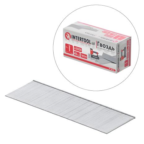 Гвозди для степлера PT-1603, PT-1612, 45 мм, 18GA, 1,0×1,25 мм, 5000 шт/упак INTERTOOL PT-8645