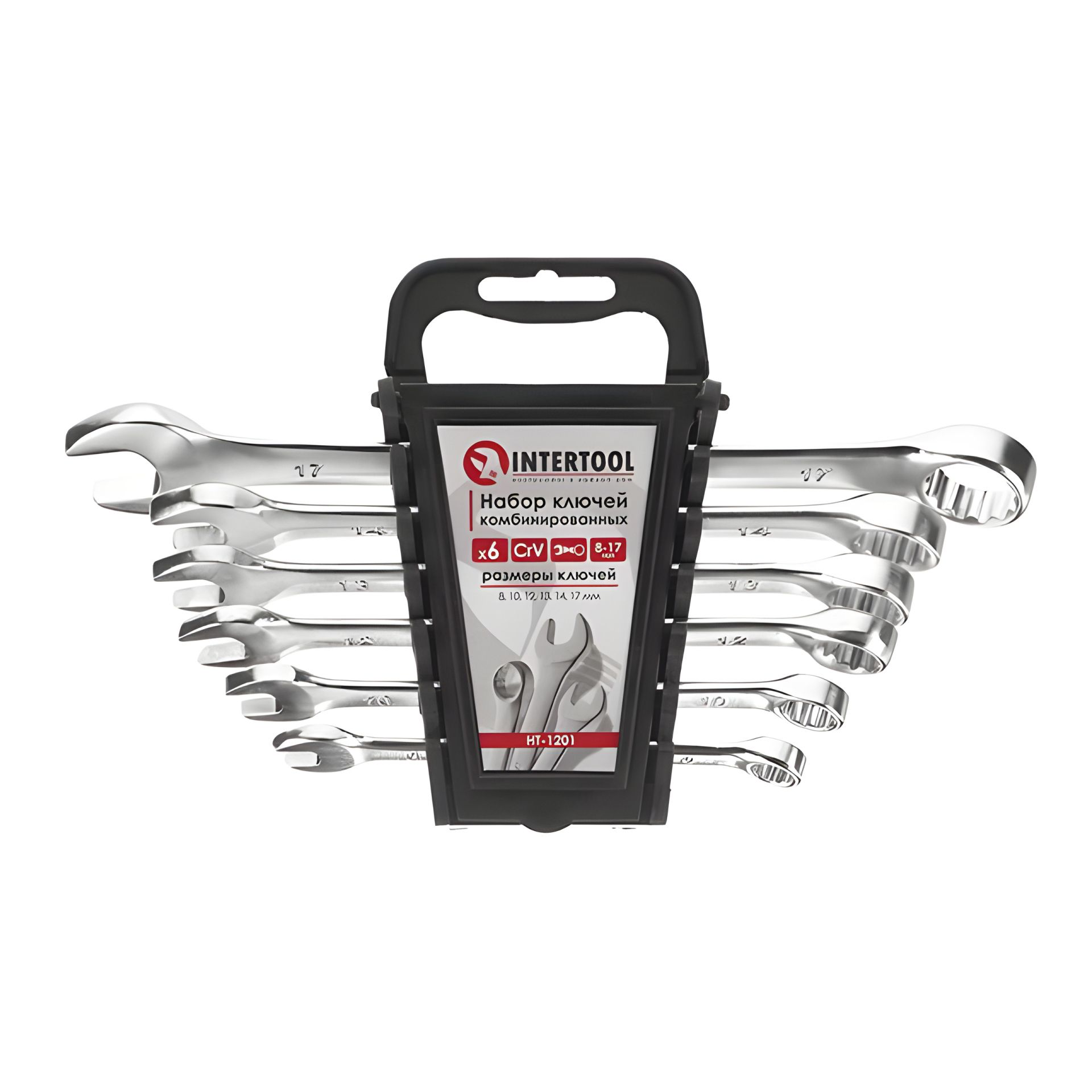Комбінованих ключів набір, 6 шт., 8-17 мм, Cr-V INTERTOOL HT-1201 Комбінованих ключів набір, 6 шт., 8-17 мм, Cr-V INTERTOOL HT-1201