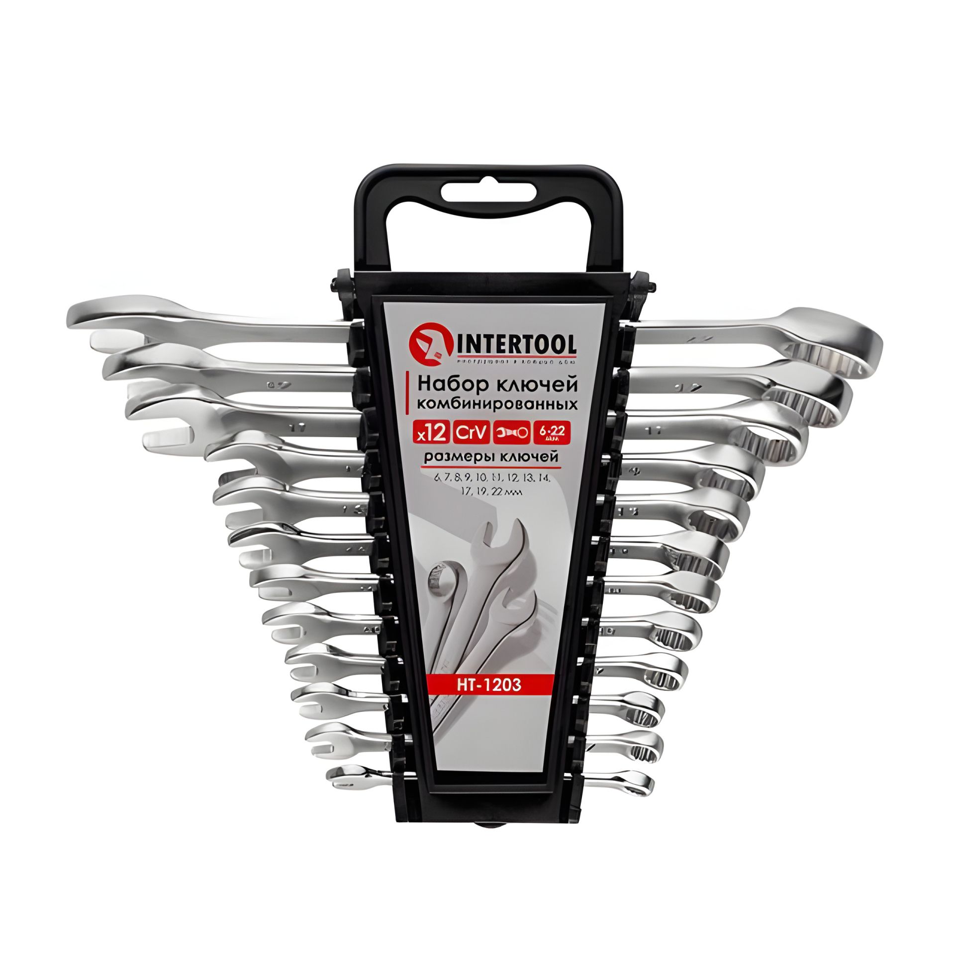Комбинированные ключи набор 12 шт., 6-22 мм, Cr-V INTERTOOL HT-1203 Комбинированные ключи набор 12 шт., 6-22 мм, Cr-V INTERTOOL HT-1203