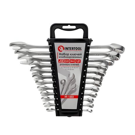 Комбинированные ключи набор 12 шт., 6-22 мм, Cr-V INTERTOOL HT-1203