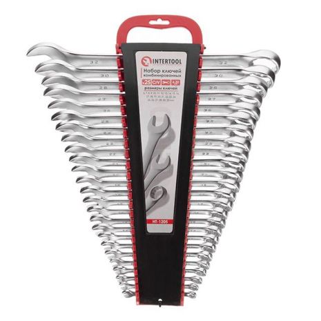 Набір ключів комбінованих 25 шт., 6-32 мм, Cr-V INTERTOOL HT-1205 Набір ключів комбінованих 25 шт., 6-32 мм, Cr-V INTERTOOL HT-1205
