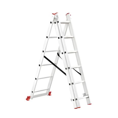 Алюмінієва драбина, універсальна розкладна 3‑секційна, 3×6 сход. 3,41 м, 150 кг INTERTOOL LT-0306