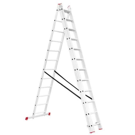 Сходи алюмінієві 3-х секційні універсальні розкладні, 3*12 ступ., 7,89 м INTERTOOL LT-0312