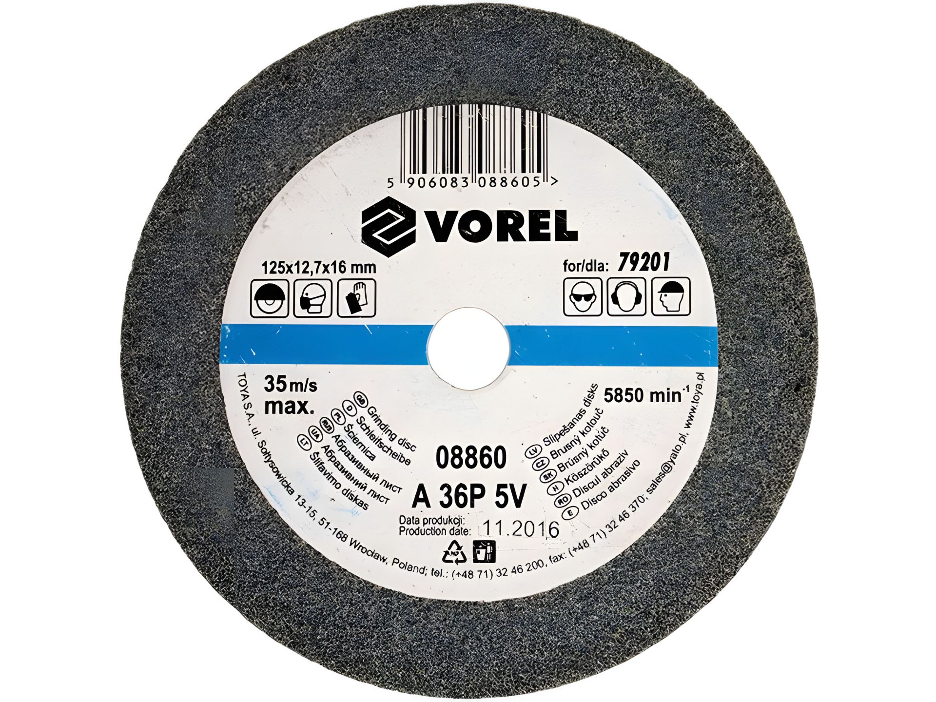 Точильный круг для настольного станка 125х12х15 мм 36Р Vorel 08860 Точильный круг для настольного станка 125х12х15 мм 36Р Vorel 08860