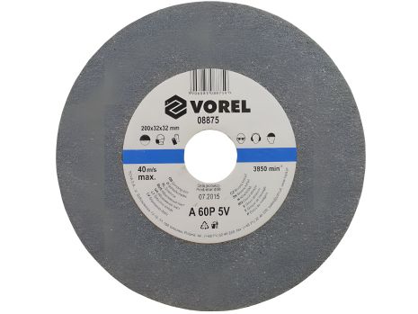 Круг для настольного точильного станка 200х32х30 мм, зернистость 60Р, Vorel 08875 Круг для настольного точильного станка 200х32х30 мм, зернистость 60Р, Vorel 08875