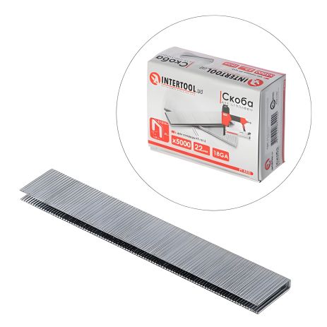 Скоба для степлера PT-1612 22×5,7(5,8) мм, 18GA, 1,25×1,0 мм, 5000 шт/упак INTERTOOL PT-8322 Скоба для степлера PT-1612 22×5,7(5,8) мм, 18GA, 1,25×1,0 мм, 5000 шт/упак INTERTOOL PT-8322