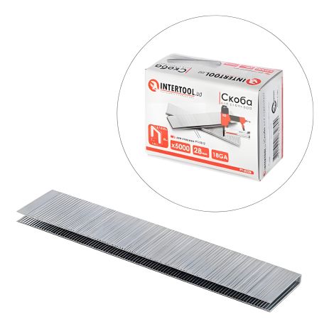 Скоби для степлера PT-1612 28×5,7(5,8) мм, INTERTOOL PT-8328, 5000 од/упак Скоби для степлера PT-1612 28×5,7(5,8) мм, INTERTOOL PT-8328, 5000 од/упак