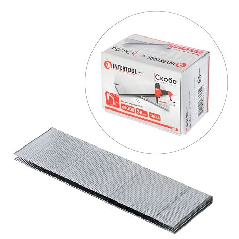 PT-8338 Скоба для степлера 38×5,7(5,8) мм, 18GA, 1,25×1,0 мм, 5000 шт/упак INTERTOOL