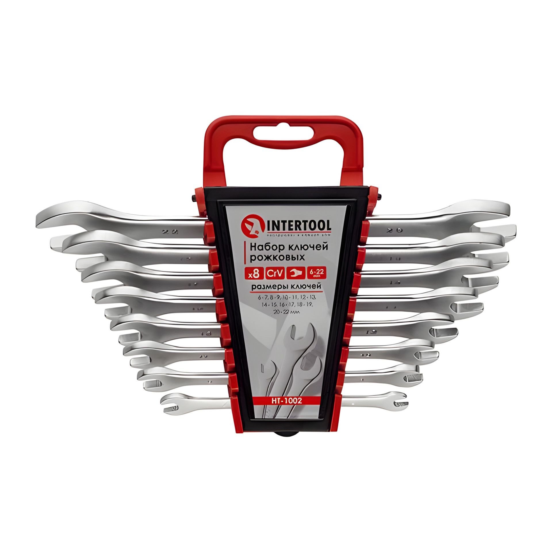 Набор рожковых ключей, 8 шт., 6-22 мм, Cr-V INTERTOOL HT-1002 Набор рожковых ключей, 8 шт., 6-22 мм, Cr-V INTERTOOL HT-1002