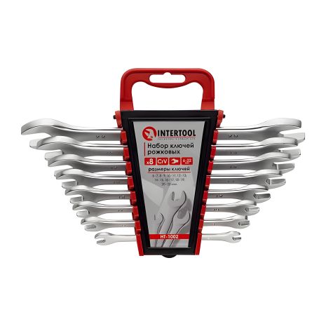 Набор рожковых ключей, 8 шт., 6-22 мм, Cr-V INTERTOOL HT-1002
