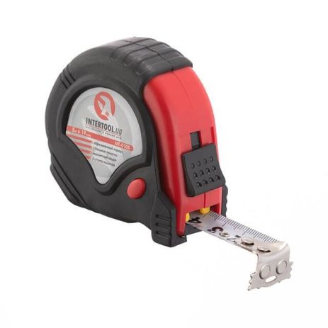Рулетка з металевим полотном, 5 м, 19 мм, 3 стопори полотна INTERTOOL MT-0105