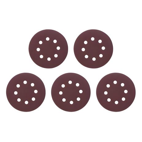 Наждаковий круг на липучці з отворами 125 мм, папір клас С, щільність 140 г/м², К80, 5 од. INTERTOOL BT-0585