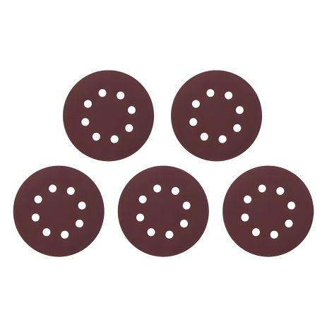 Наждаковий круг на липучці з отворами 125 мм, папір С клас, щільність 140 г/м², К180, 5 од. INTERTOOL BT-0589