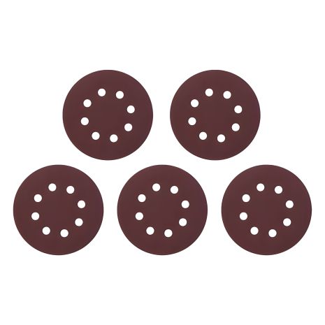Наждачный круг на липучке с отверстиями 125 мм, бумага класс С, плотность 140 г/м², К180, 5 шт. INTERTOOL BT-0589